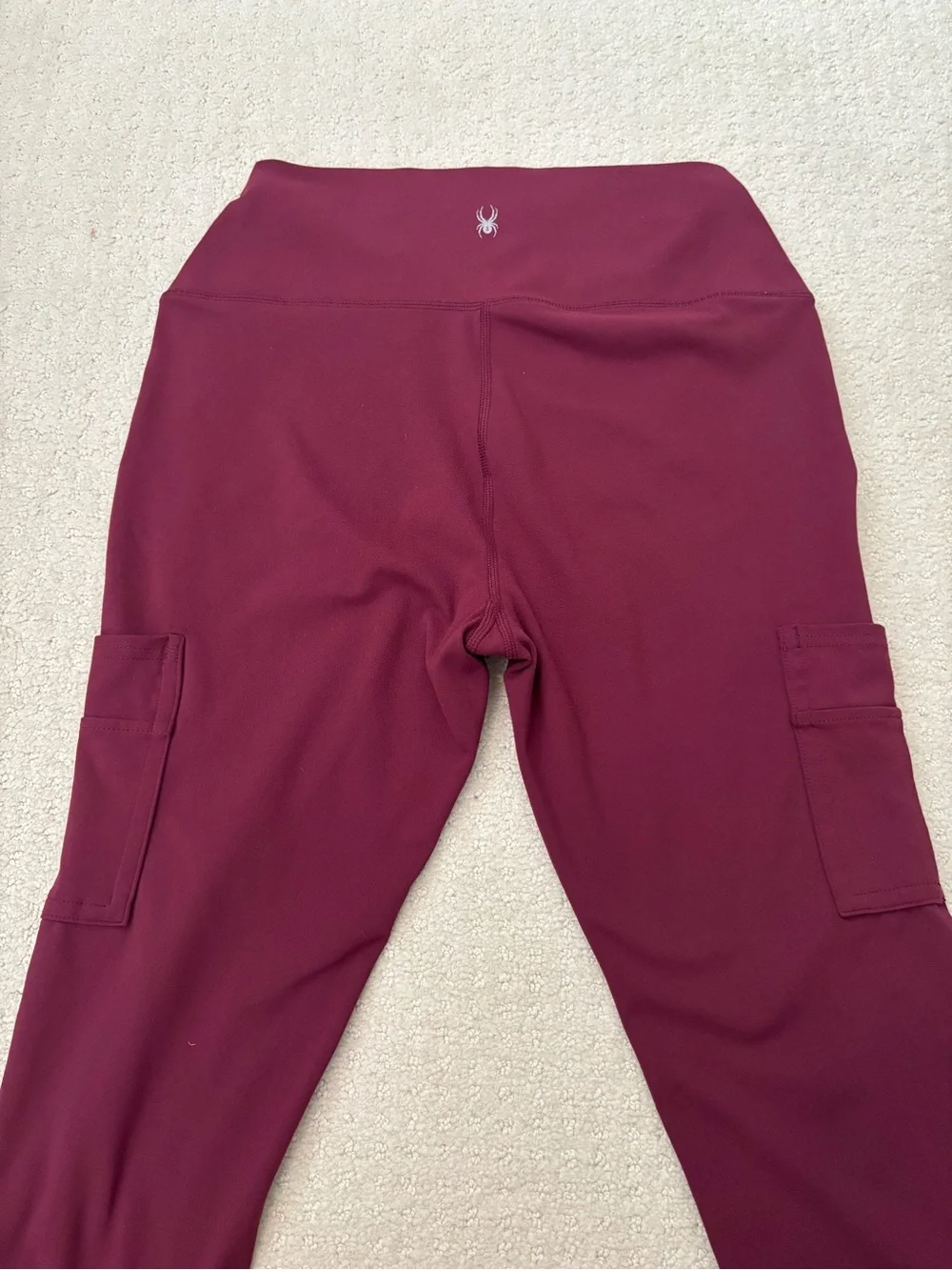 Spyder Active Burgundy Maroon High-Waist Leggings With Pockets